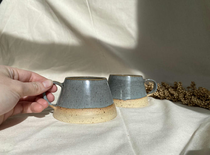 Handmade Stoneware Coffee Mug: Modern Midnight Blue Ceramic Cup