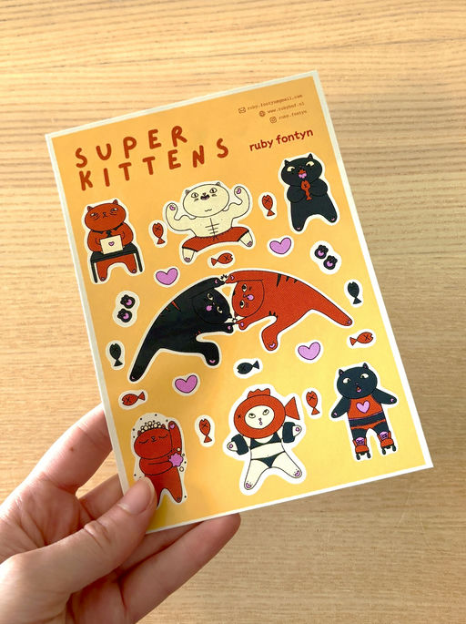 Super kittens stickers sheet