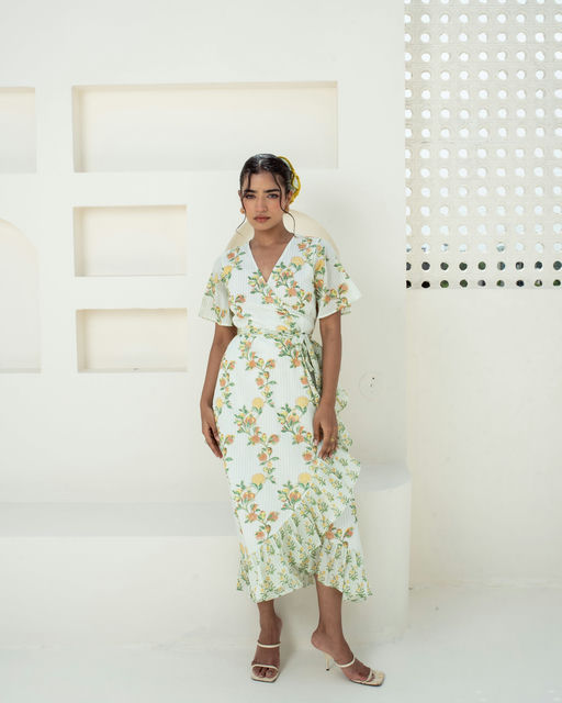 Anar Bagh Yellow Wrap Dress